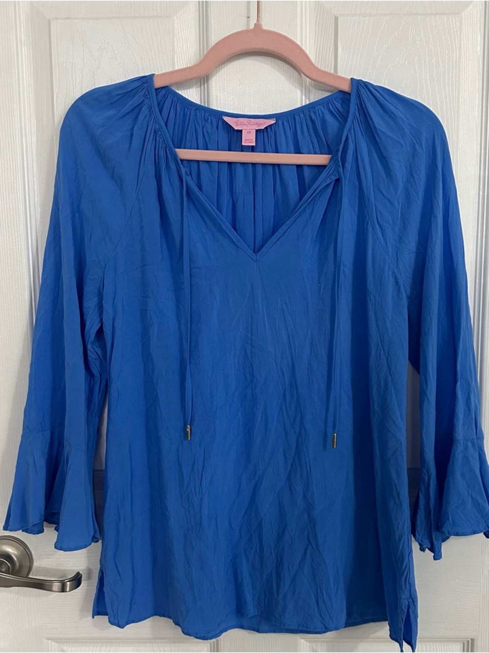 Lilly Pulitzer Flounce Sleeve blouse blue size XS